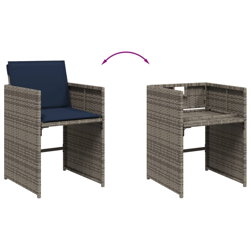 Afuera Living Contemporary 5 Piece Poly Rattan Patio Dining Set in Gray