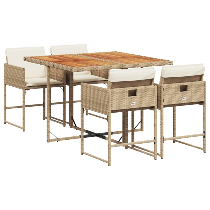 Afuera Living Poly Rattan Garden Dining Set in Brown/Cream white
