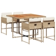 Afuera Living Poly Rattan Garden Dining Set in Brown/Cream white