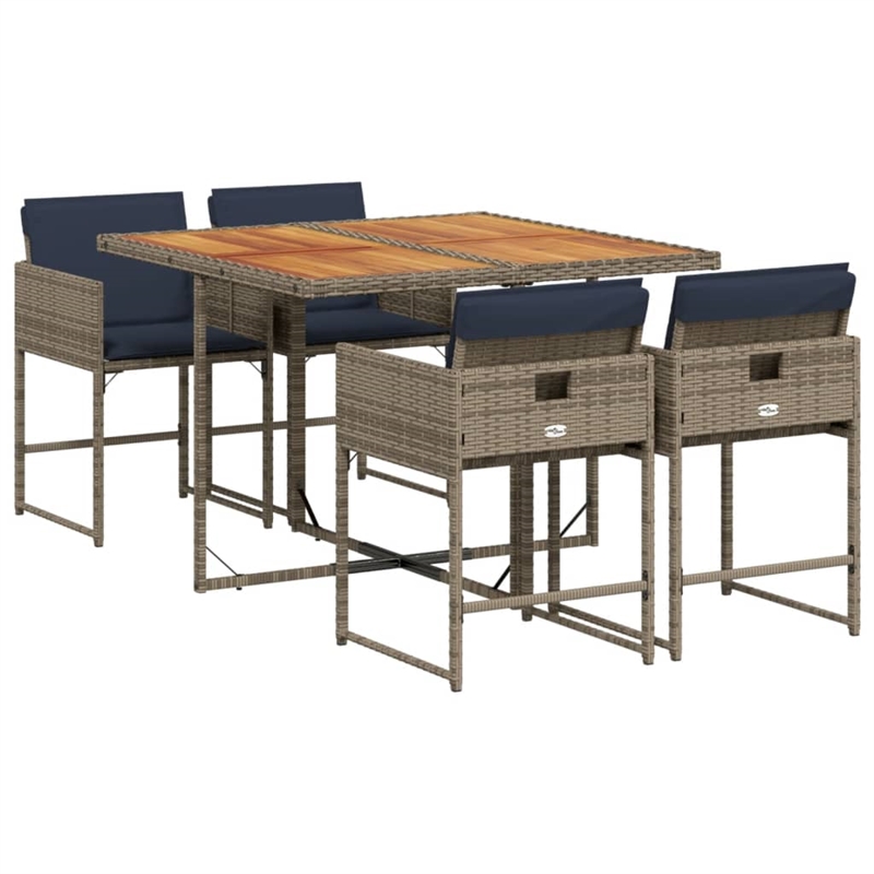 Afuera Living Contemporary Garden Dining Set in Powder-Coated Gray/Brown
