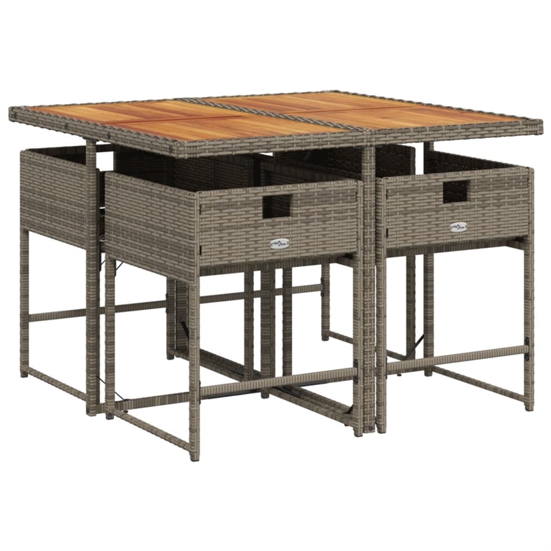 Afuera Living Contemporary Garden Dining Set in Powder-Coated Gray/Brown