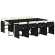 Afuera Living 9 Piece Poly Rattan Patio Dining Set in Black/Cream White