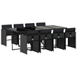 Afuera Living Contemporary 9 Piece Poly Rattan Patio Dining Set in Black