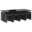 Afuera Living Contemporary 9 Piece Poly Rattan Patio Dining Set in Black