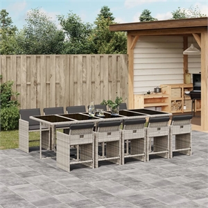 Afuera Living 11 Piece Rattan Patio Dining Set in Anthracite