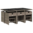 Afuera Living 11 Piece Poly Rattan Patio Dining Set with Cushions in Gray