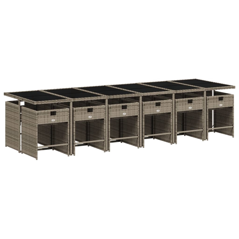Afuera Living 13 Piece Poly Rattan Patio Dining Set in Dark Gray