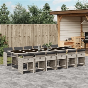 Afuera Living 12 Piece Poly Rattan Patio Dining Set in Light Gray