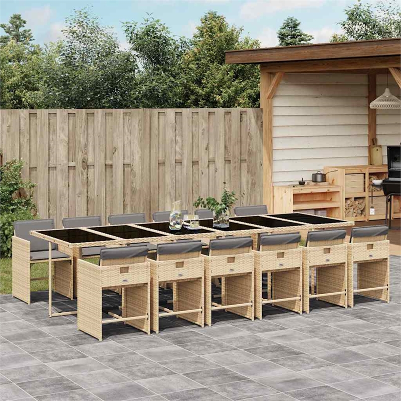 Afuera Living 12 Piece Poly Rattan Patio Dining Set in Light Gray