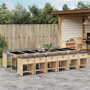 Afuera Living 12 Piece Poly Rattan Patio Dining Set in Light Gray