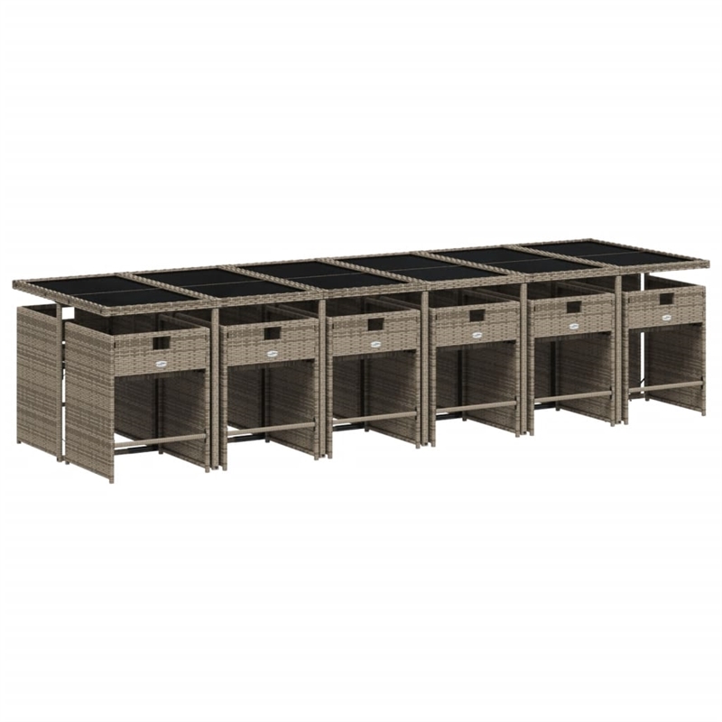 Afuera Living Contemporary 13 Piece Poly Rattan Patio Dining Set in Gray