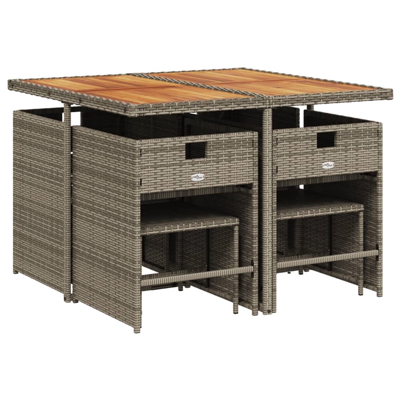 Afuera Living Contemporary 9 Piece Rattan Patio Dining Set in Gray
