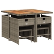 Afuera Living Contemporary 9 Piece Rattan Patio Dining Set in Gray