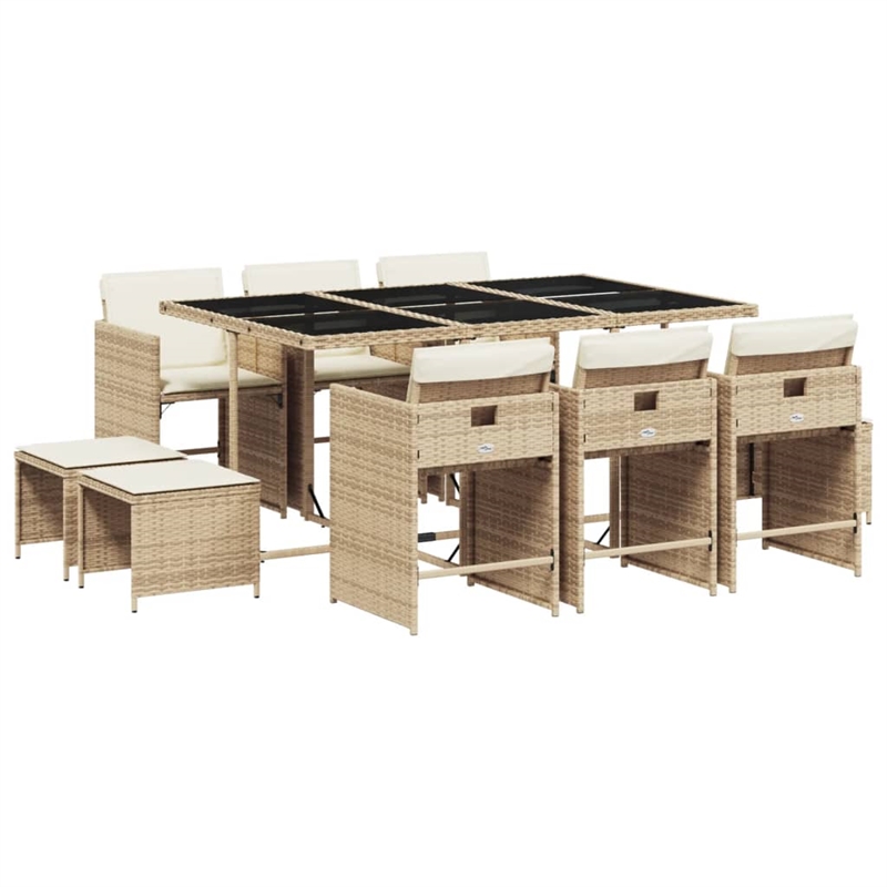 Afuera Living Rattan Patio Dining Set with Cushions in White