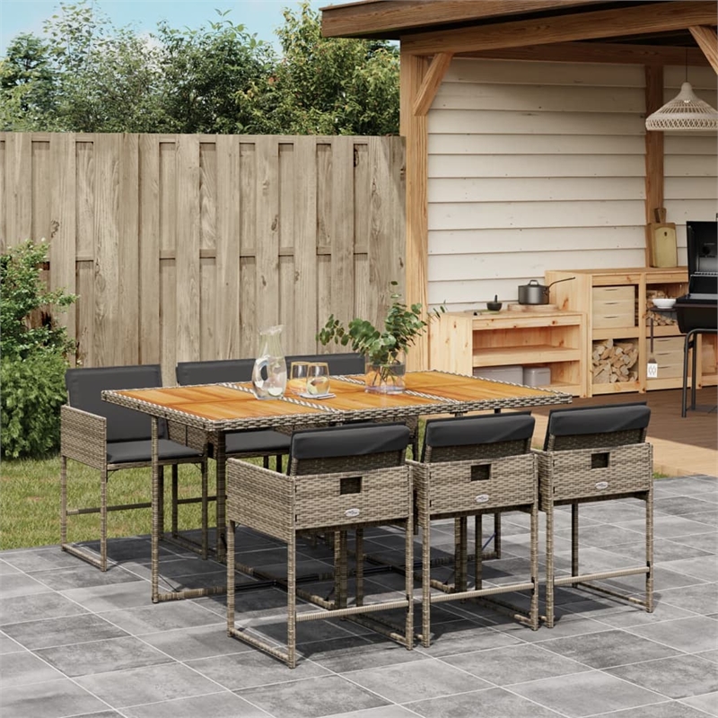 Afuera Living 7 Piece Rattan Garden Dining Set in Gray/Brown