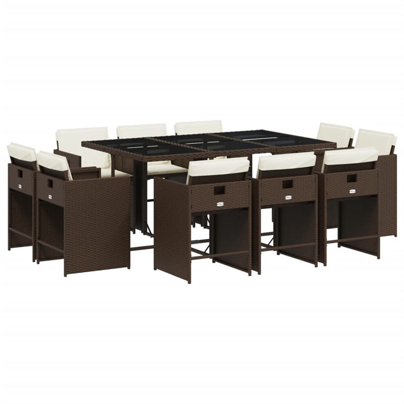 Afuera Living 10 Piece Poly Rattan Patio Dining Set in Black