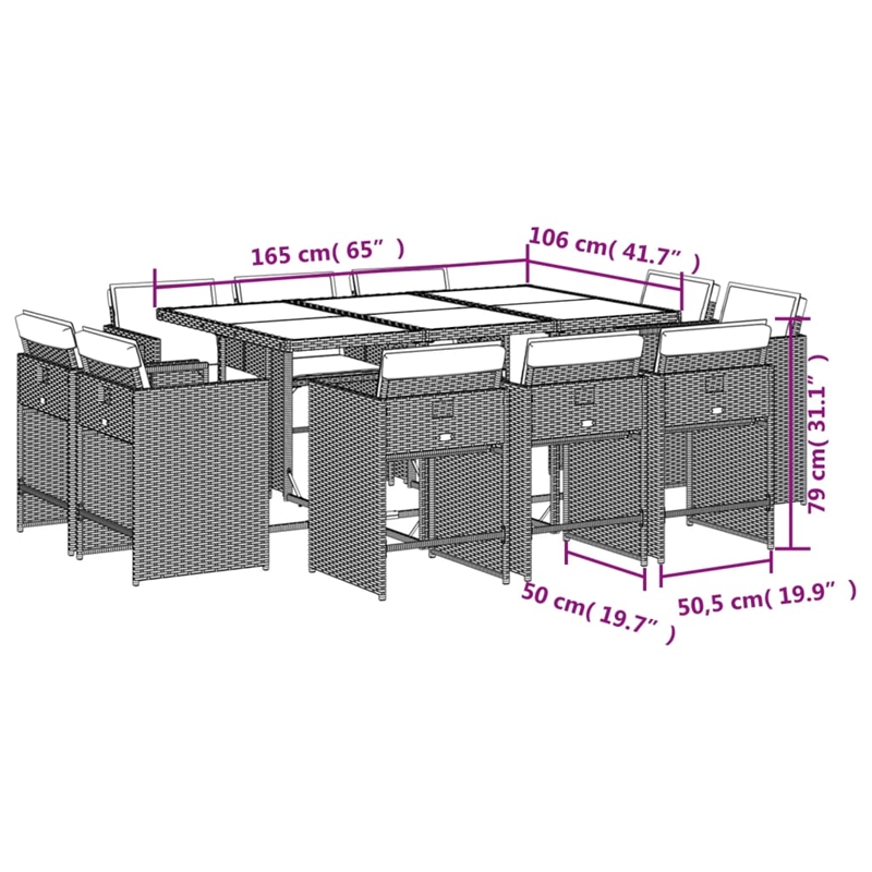 Afuera Living 10 Piece Poly Rattan Patio Dining Set in Black