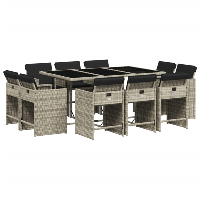 Afuera Living 11 Piece Poly Rattan Patio Dining Set in Anthracite/Light Gray