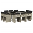 Afuera Living 11 Piece Poly Rattan Patio Dining Set in Anthracite/Light Gray