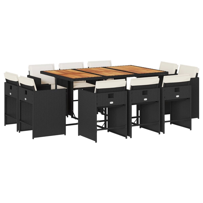 Afuera Living 11 Piece Poly Rattan Patio Dining Set in Brown/Cream