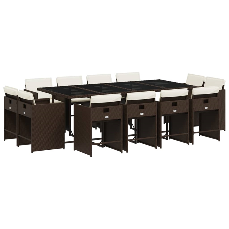 Afuera Living Contemporary Rattan Patio Dining Set in Brown/Cream white