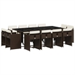 Afuera Living Contemporary Rattan Patio Dining Set in Brown/Cream white