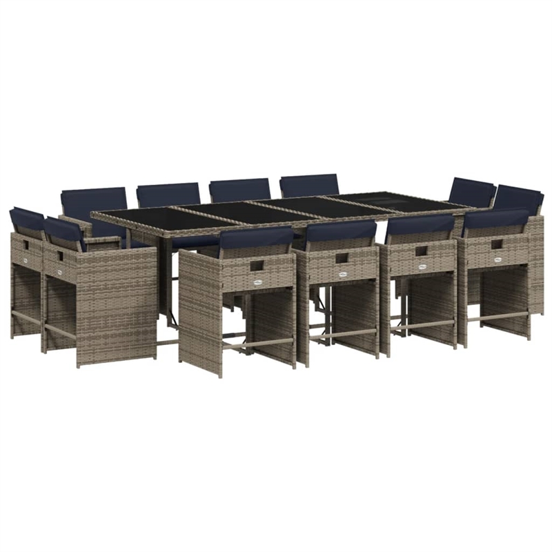 Afuera Living Contemporary Rattan Patio Dining Set in Black/Gray