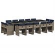 Afuera Living Contemporary 14 Piece Poly Rattan Patio Dining Set in Gray