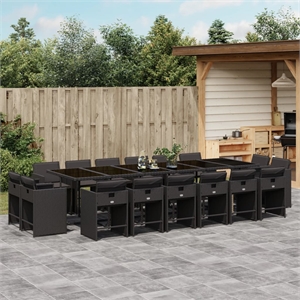Afuera Living Contemporary Rattan Patio Dining Set in Black Finish