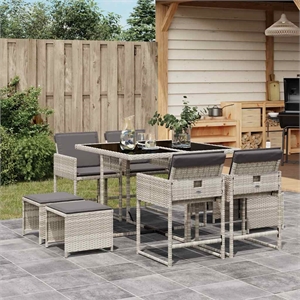 Afuera Living 9 Pc Poly Rattan Garden Dining Set in Black/Anthracite/Light Gray