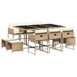 Afuera Living Contemporary 11 Piece Rattan Garden Dining Set in Beige