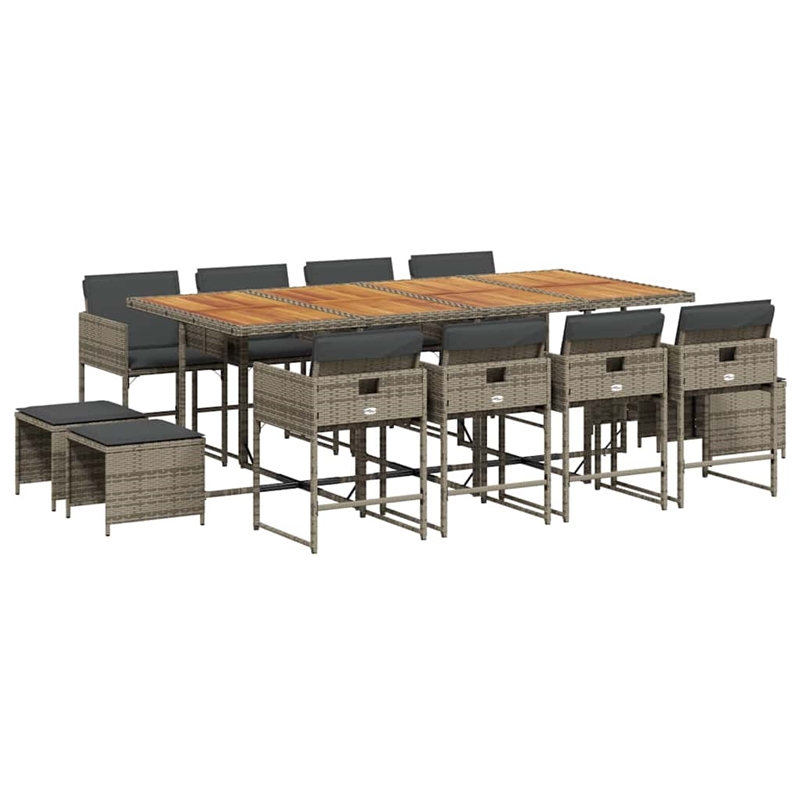 Afuera Living 13 Piece Poly Rattan Garden Dining Set in Gray