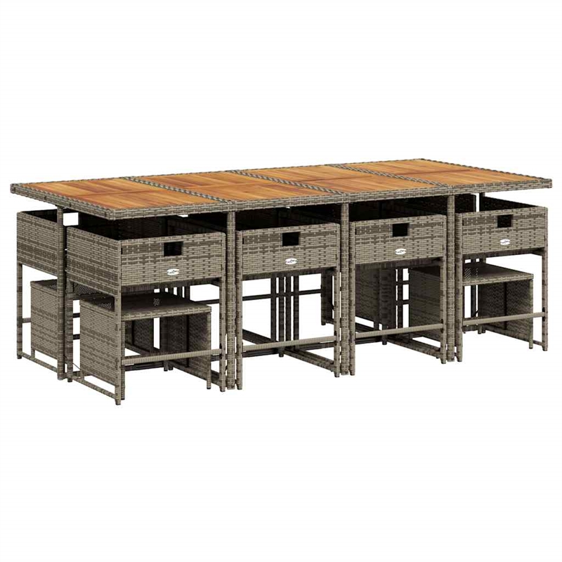 Afuera Living 13 Piece Poly Rattan Garden Dining Set in Gray