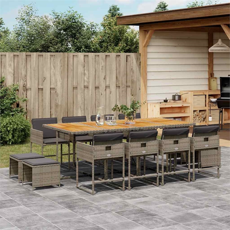 Afuera Living 13 Piece Poly Rattan Garden Dining Set in Gray