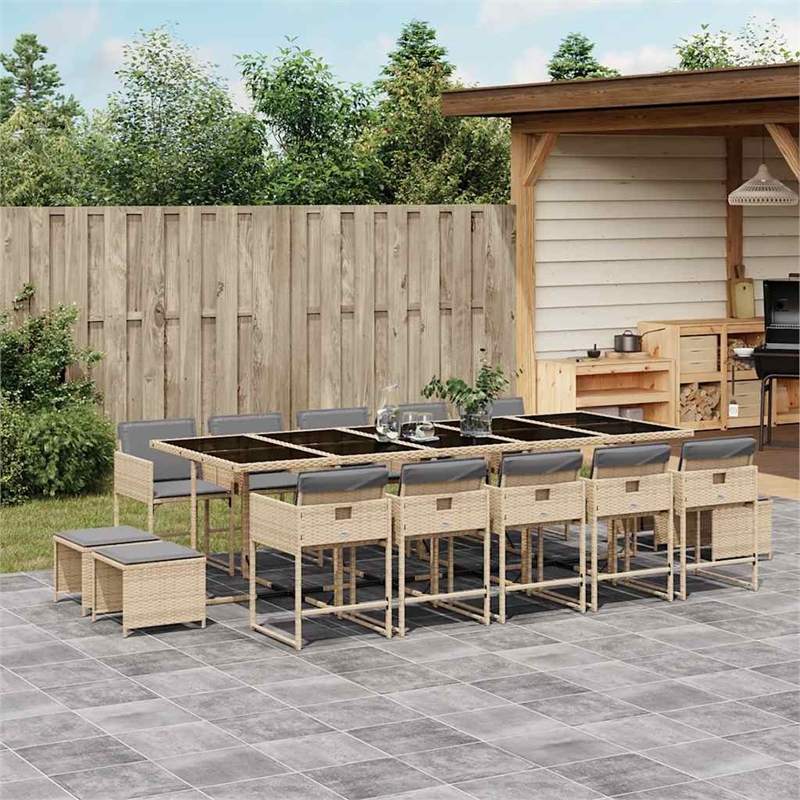 Afuera Living Contemporary Poly Rattan Garden Dining Set in Beige