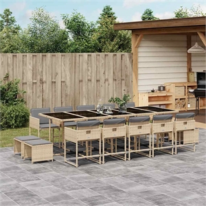 Afuera Living Contemporary Poly Rattan Garden Dining Set in Beige