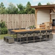 Afuera Living Contemporary 15 Piece Rattan Garden Dining Set in Gray
