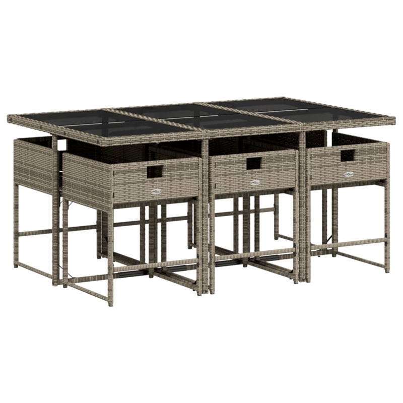 Afuera Living Contemporary 7 Piece Poly Rattan Patio Dining Set in Black
