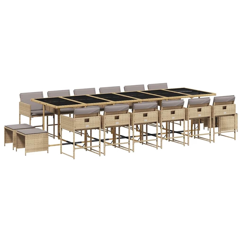 Afuera Living 17 Piece Poly Rattan Garden Dining Set in Black