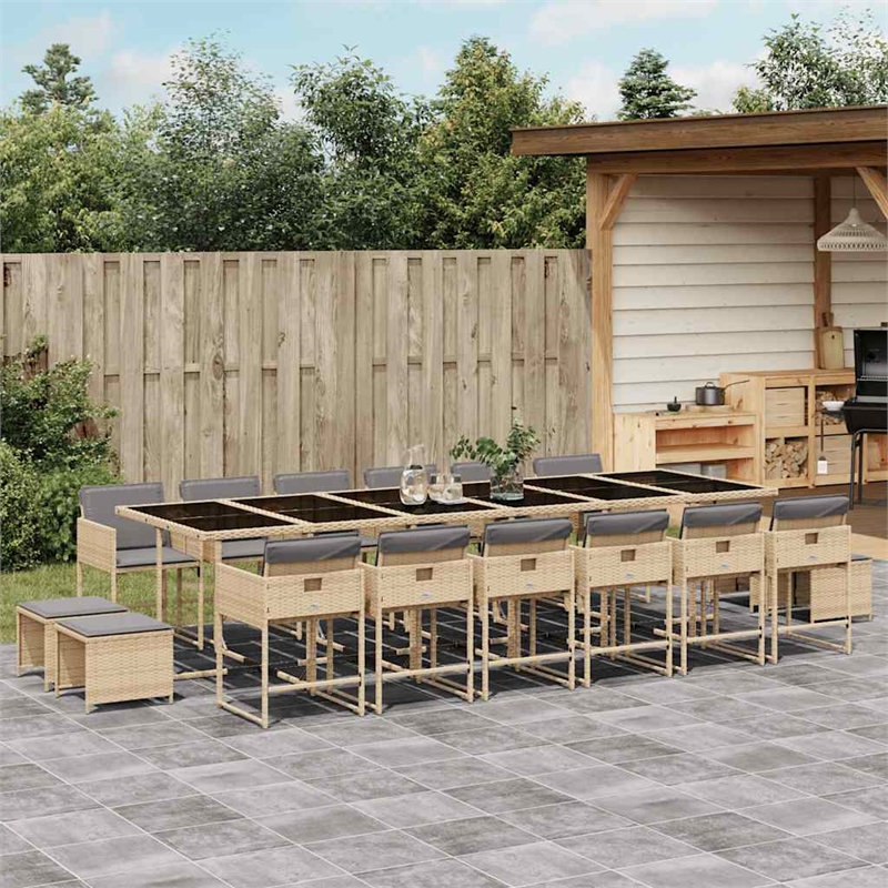 Afuera Living 17 Piece Poly Rattan Garden Dining Set in Black