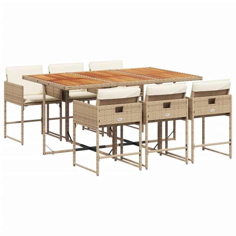Afuera Living Contemporary 7 Piece Rattan Garden Dining Set in Beige