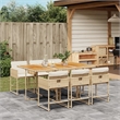 Afuera Living Contemporary 7 Piece Rattan Garden Dining Set in Beige