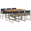 Afuera Living 7 Piece Poly Rattan Garden Dining Set in Gray and Brown