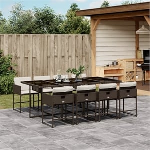 Afuera Living 9 Piece Poly Rattan Garden Dining Set in Brown/Cream
