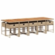 Afuera Living Contemporary Poly Rattan Garden Dining Set in Brown