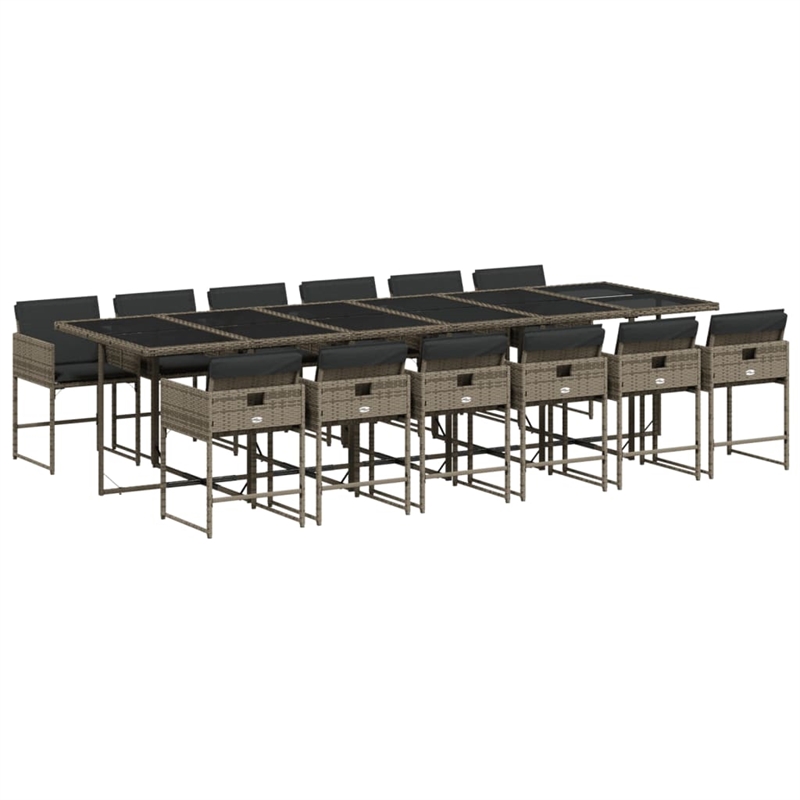 Afuera Living Contemporary PE Rattan Garden Dining Set in Gray