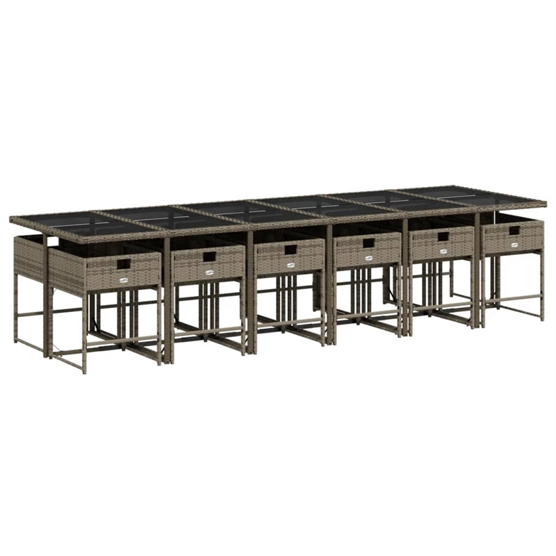Afuera Living Contemporary PE Rattan Garden Dining Set in Gray