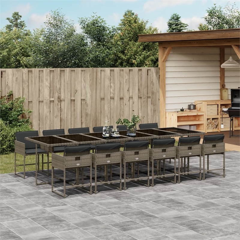 Afuera Living Contemporary PE Rattan Garden Dining Set in Gray