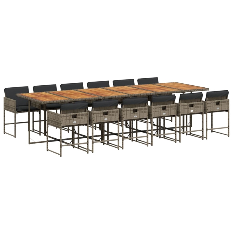Afuera Living Contemporary Rattan Garden Dining Set in Gray and Brown
