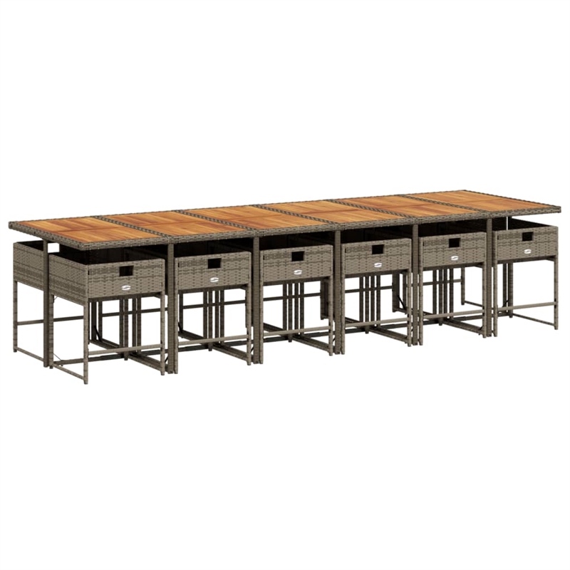 Afuera Living Contemporary Rattan Garden Dining Set in Gray and Brown